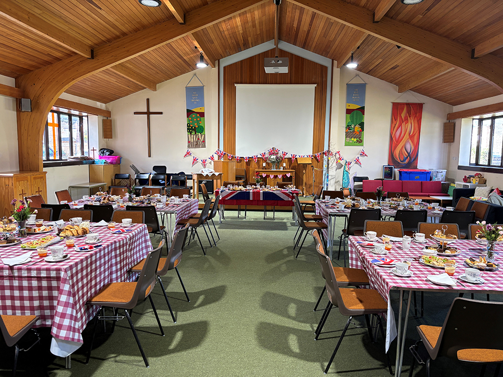 A view of the tables in the Carterton Methodist Church, set and ready for the arrival of local residents.